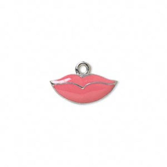 Picture of Charm Enamel Lips 18x8mm Pink x1