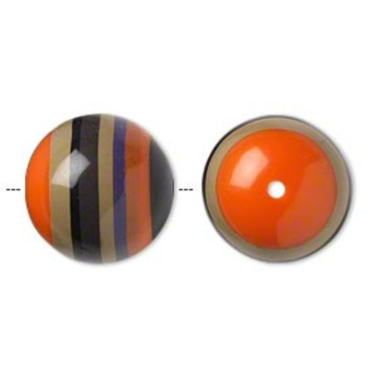 Picture of Bead resin multicolored 17mm striped round. Sold per pkg of 2.