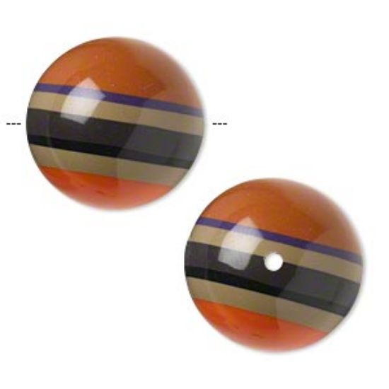 Picture of Bead resin multicolored 20mm striped round. Sold per pkg of 2.