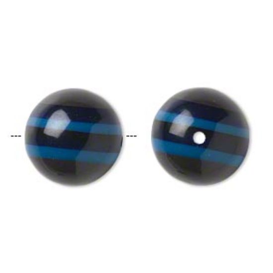 Picture of Bead resin multicolored 16mm striped round. Sold per pkg of 2.