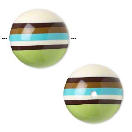 Picture of Bead resin multicolored 20mm striped round. Sold per pkg of 2.