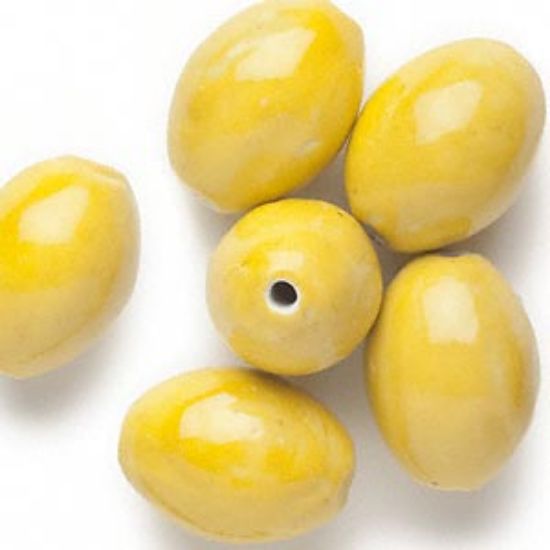 Picture of Porcelain Bead Oval 32x24mm Yellow x6