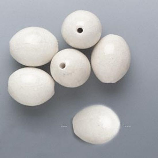 Picture of Bead, porcelain and ceramic, white, 31x25mm-32x26mm oval x6