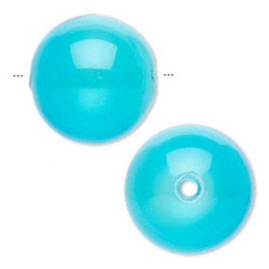 Picture of Hollow Bead 28mm round Turquoise Blue x1