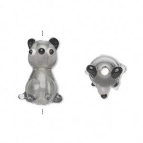 Picture of Lampworked Glass Bead Bear 26x18mm Grey. x1