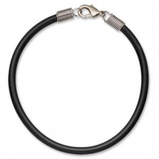 Picture of Bracelet 4mm rubber and silver-finished metal  9 inches with lobster clasp Black x1