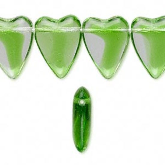 Picture of Czech Heart 18x13mm Fusion Green-Crystal x10