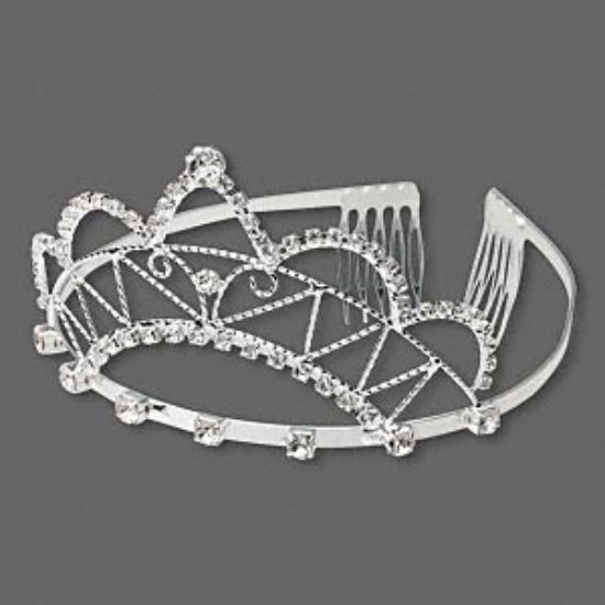 Picture of Tiara  Headband style 120x28mm Silver Tone and Crystal x1