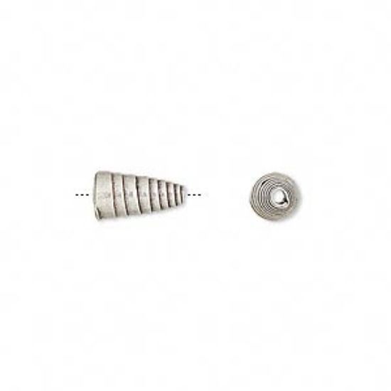 Picture of Bead, Hill Tribes, fine silver, 10x5mm spiral cone. Sold individually.