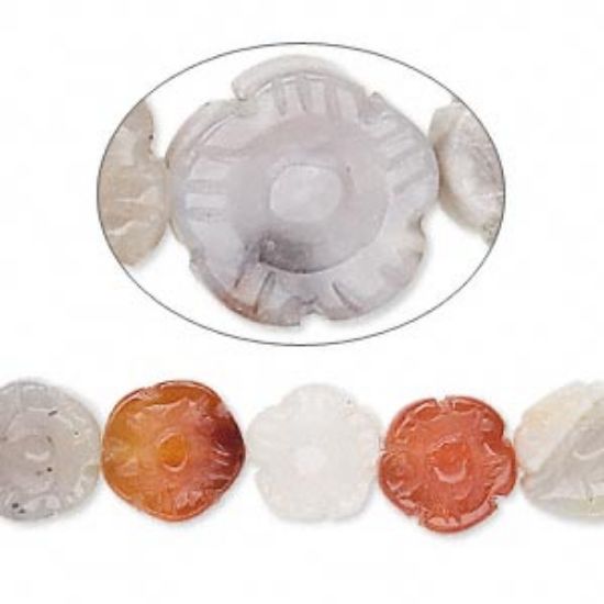 Picture of mixed agate (natural) 9-11mm flower x38cm