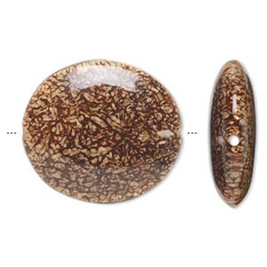 Picture of Bead, mahogany tree seed (coated), 30x25mm oval. Sold individually.