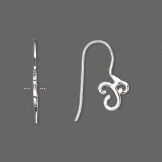 Picture of 925 Silver Ear wire fancy Fishhook x2