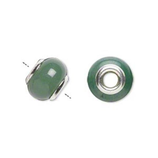 Picture of Aventurine (natural) and sterling silver grommets, 11x8mm-13x9mm rondelle with 4mm hole x1