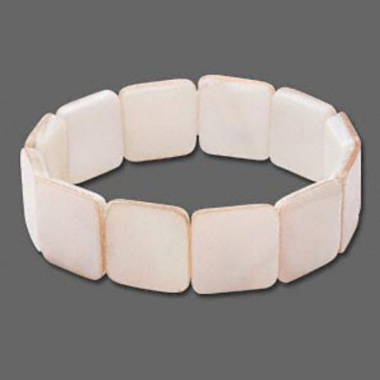 Picture of Rivershell bracelet, pink, 15-16mm squares, 7-inch. (Natural) Sold individually.