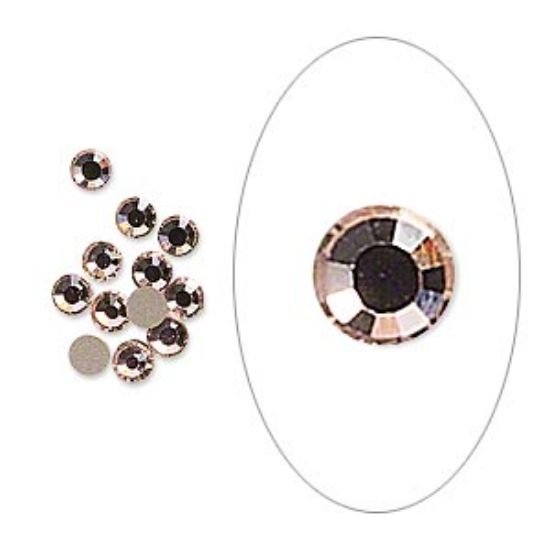 Picture of Flat back, glass, pink rose, gold-colored foil back, 3.1-3.2mm faceted round, SS12. Sold per pkg of 12.