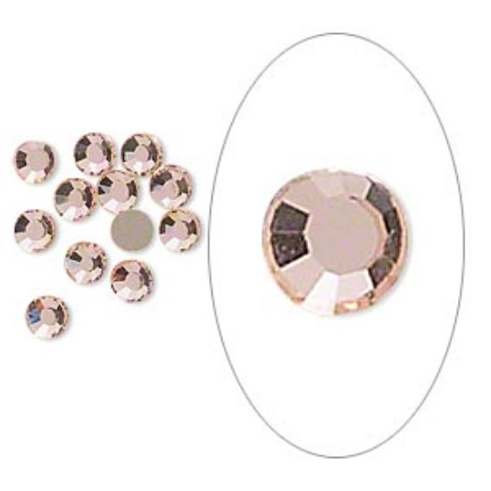 Picture of Flat back, glass, pink rose, gold-colored foil back, 3.9-4.0mm faceted round, SS16. Sold per pkg of 12.