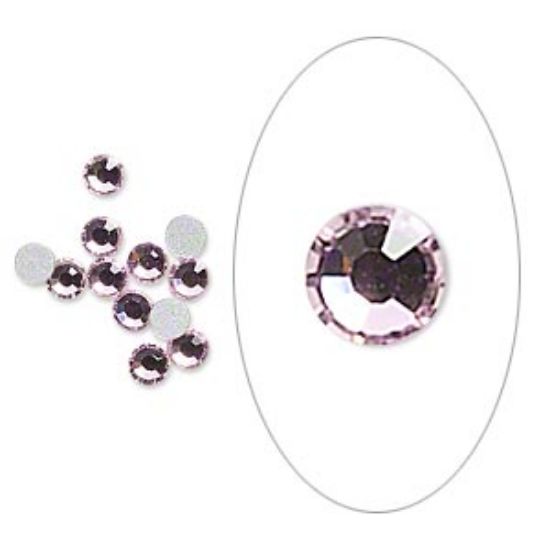 Picture of Flat back, glass, pink, silver-colored foil back, 3.1-3.2mm faceted round, SS12. Sold per pkg of 12.