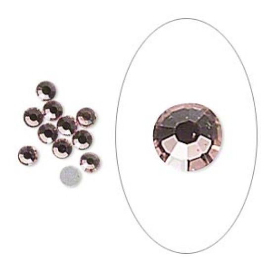 Picture of Flat back, glass, medium purple, silver-colored foil back, 3.1-3.2mm faceted round, SS12. Sold per pkg of 12.