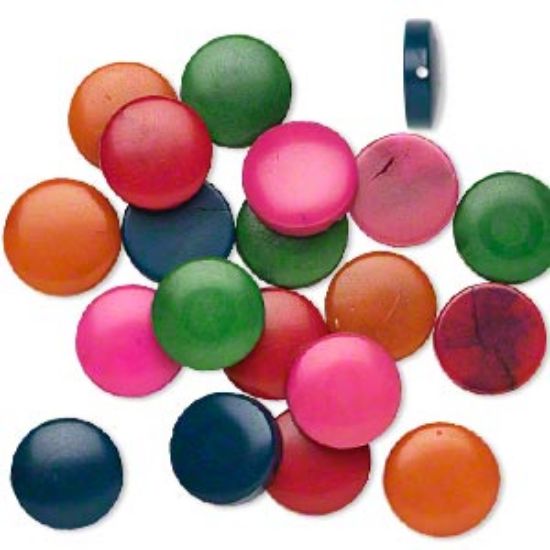 Picture of Tagua nut (dyed) 15x5mm flat round Color Mix x10