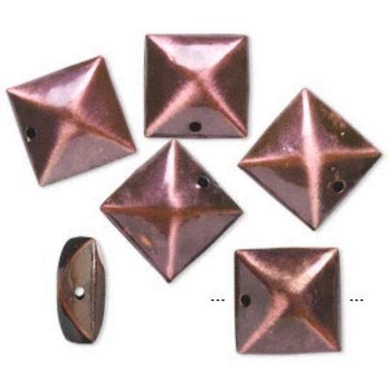 Picture of Bead, enamel-coated brass, purple, 23x23mm pyramid-shaped square. Sold per pkg of 6.