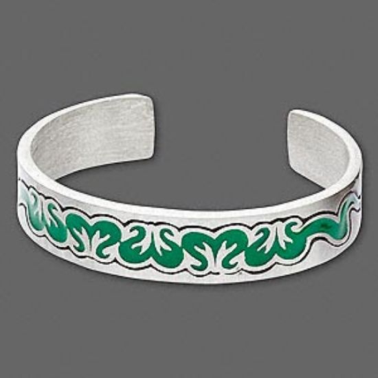 Picture of Cuff Bracelet  16mm wide Tribal Wave Design  Green and Black x1