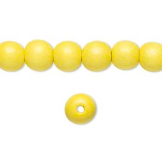 Picture of Bead wood Yellow 8mm round x50