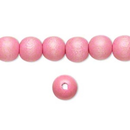 Picture of Bead wood Light Pink 8mm round x50