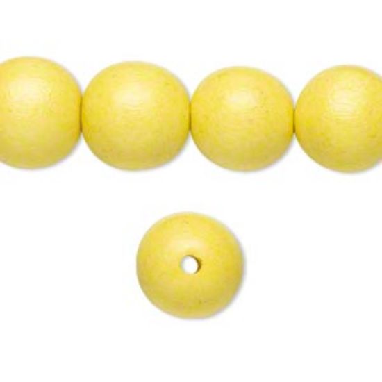Picture of Wood Bead 12mm round Yellow x34