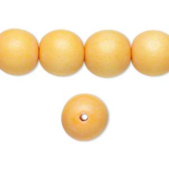 Picture of Wood Bead 12mm round Light Orange x34