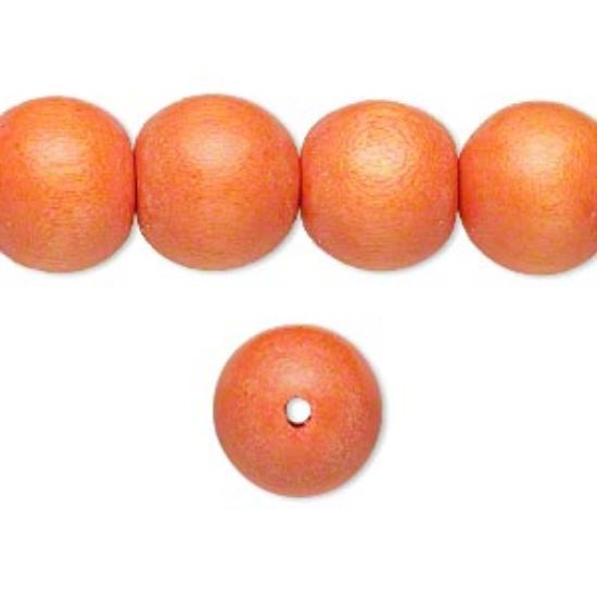 Picture of Wood Bead 12mm round Orange x34