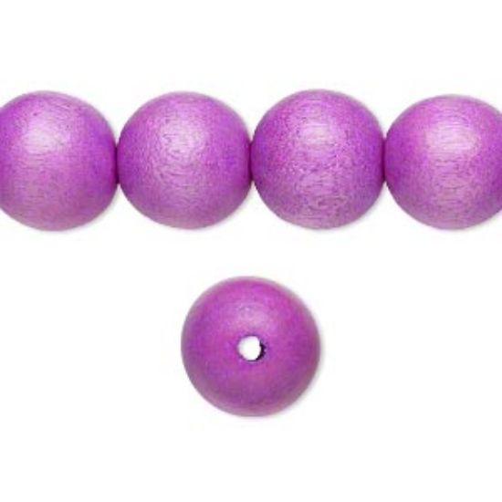 Picture of Bead wood Light Purple 12mm round x34