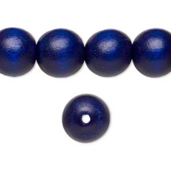 Picture of Wood Bead 12mm round Navy x34	