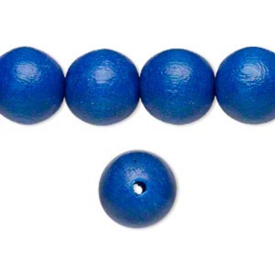Picture of Wood Bead 12mm round Dark Blue x34