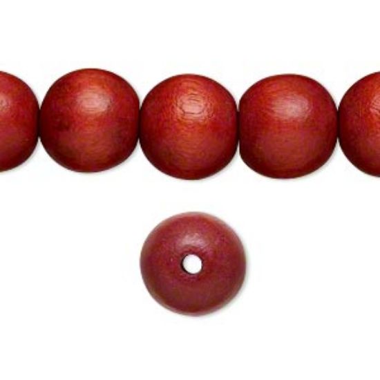 Picture of Wood Bead 12mm round Rust Brown x34