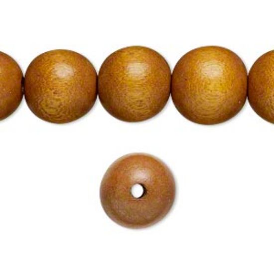 Picture of Wood Bead 12mm round Light Brown x34