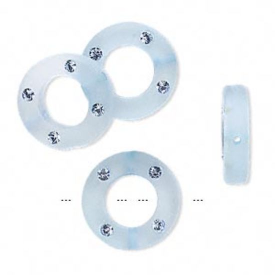 Picture of Donut 16x4 mm Frosted Light Blue en 4 Swarovski Light Sapphire  chatons x4