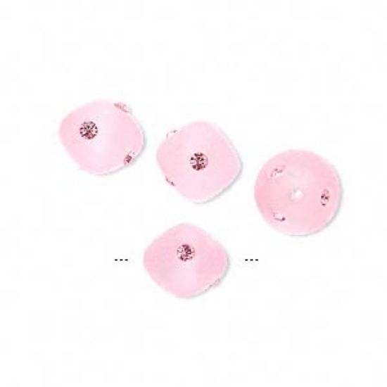 Picture of Bead Swarovski crystal and resin light rose and frosted pink 10mm double cone with 6 chatons x4