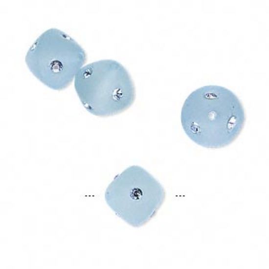 Picture of Bead Swarovski crystal and resin light sapphire and frosted light blue 10mm cone with 6 chatons x4