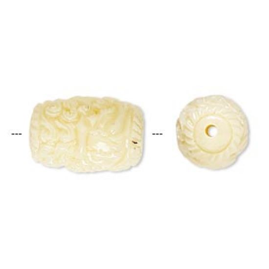 Picture of Bead resin antique white 19x12mm barrel with mermaid design x1