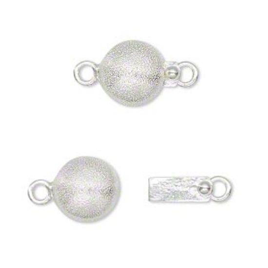 Picture of 925 Silver Clasp Box 10mm textured flat round x1