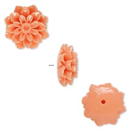 Picture of Resin Bead half-drilled flower 15x15mm Light Salmon Pink x1