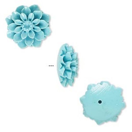 Picture of Resin Bead half-drilled flower 15x15mm Turquoise Blue x1