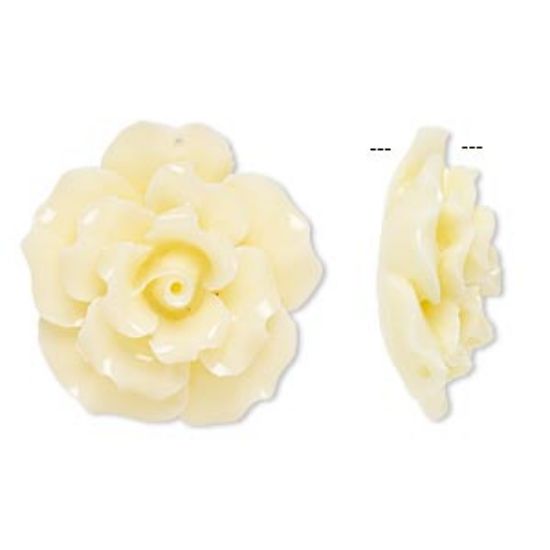 Picture of Resin Focal Flower 35mm Antique White x1