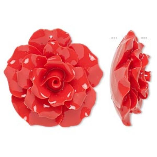 Picture of Resin Focal Flower 35mm Red x1