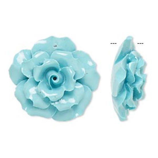 Picture of Resin Focal Flower 35mm Turquoise Blue x1