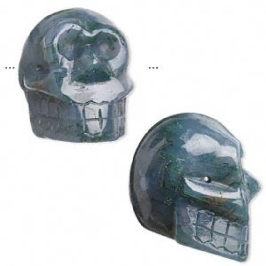 Picture of Moss Agate (natural) Skull 30x29mm x1