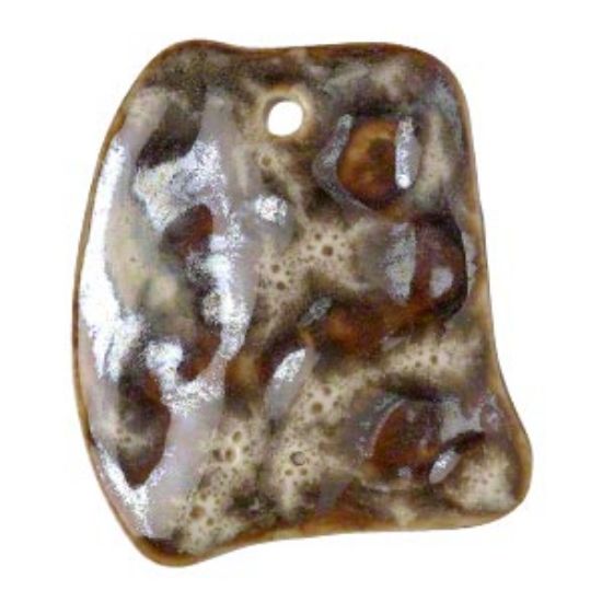 Picture of Porcelain Pendant irregular rectangle 43x35mm Brown x1