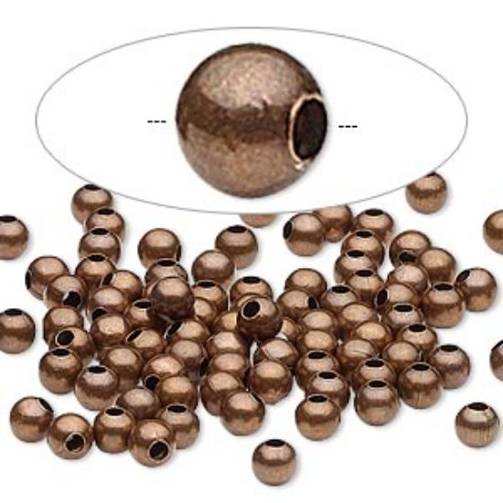 Picture of Metal Bead 4mm round Copper x100
