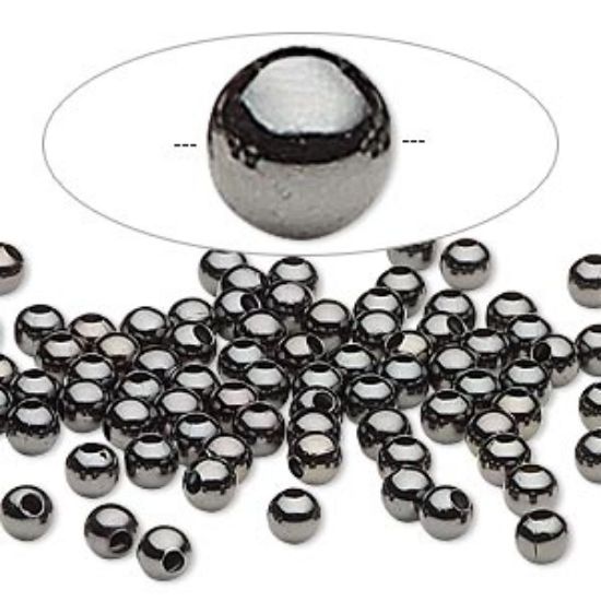 Picture of Metal Bead 4mm round Gunmetal x100
