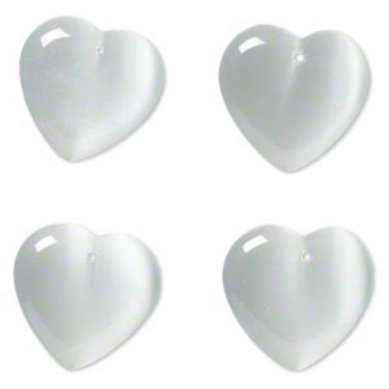 Picture of Cat's eye glass Heart 25 mm top-drilled Silver  x1